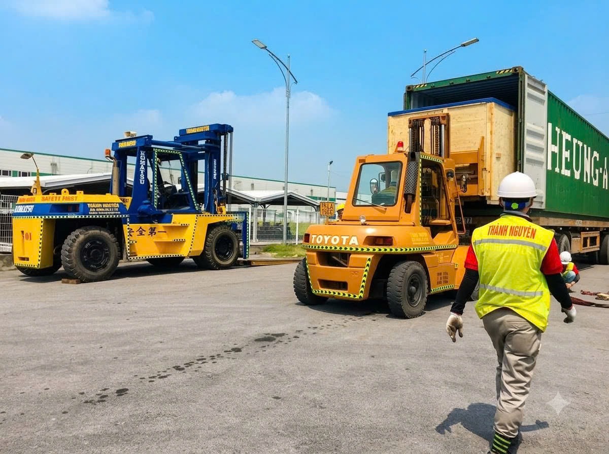 đội ngũ kỹ sư rigger tháo dỡ kiện gỗ uncrating máy công nghiệp bọc màng bảo vệ tại KCN Liên Hà Thái Thái Bình đội ngũ kỹ sư rigger tháo dỡ kiện gỗ uncrating máy công nghiệp bọc màng bảo vệ tại KCN Liên Hà Thái Thái Bình