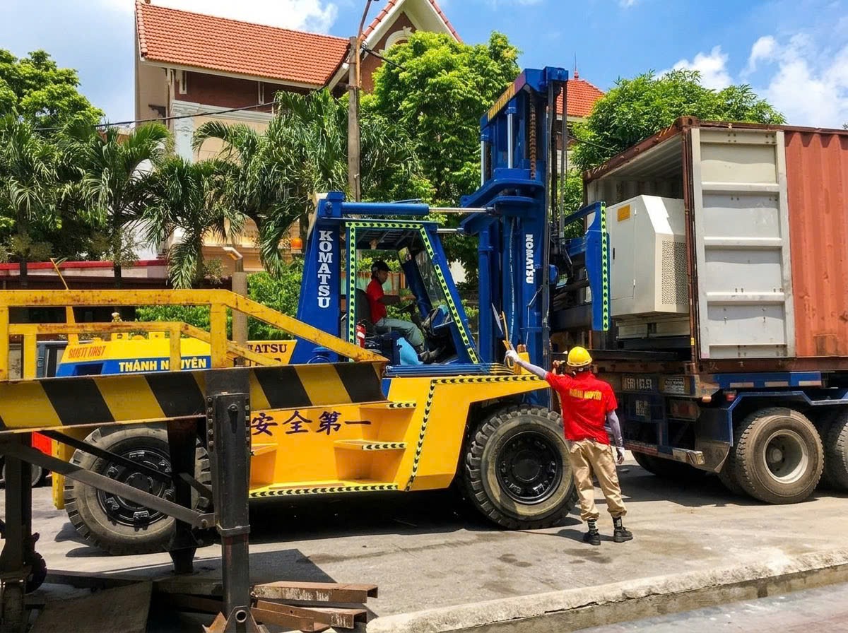 Đội ngũ kỹ thuật thi công dự án di dời dây chuyền máy xưởng tại KCN Phúc Khánh Thái Bình