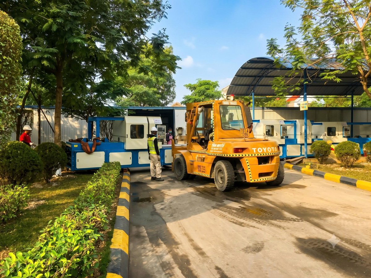Hoàn tất cân chỉnh thăng bằng móng và bàn giao dây chuyền Tiền Hải Thái Bình - THÀNH HUY HOÀNG